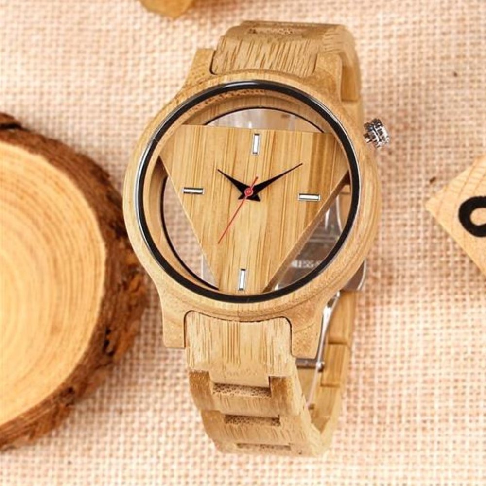 Mens Skeleton Dial Full Wooden Luxury Quartz Watch